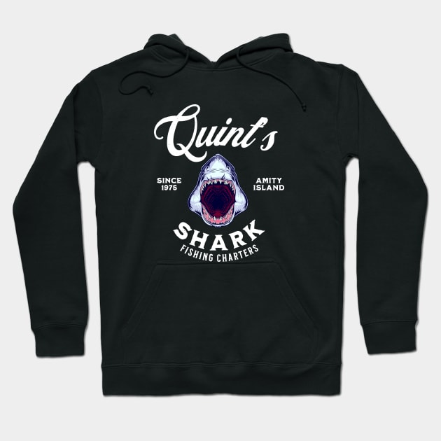 Quint's Shark Fishing Charters Since 1975 - Amity Island Hoodie by BodinStreet